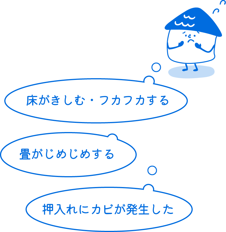 「床がきしむ・フカフカする」「畳がじめじめする」「押入れにカビが発生した 」